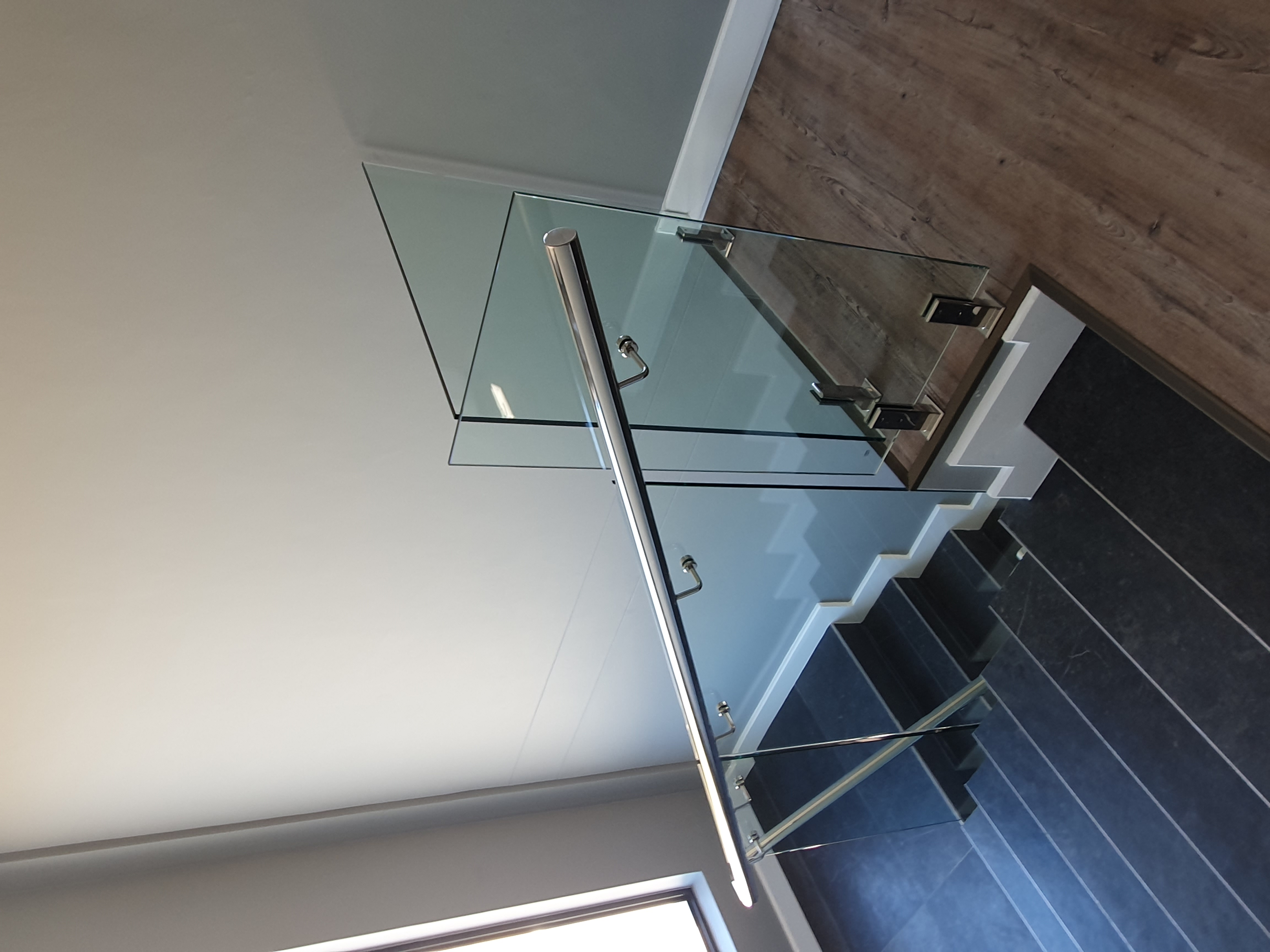 12 mm Clear glass & 50 mm dia Top rail