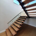 Glass on wood top mounted & hand rail